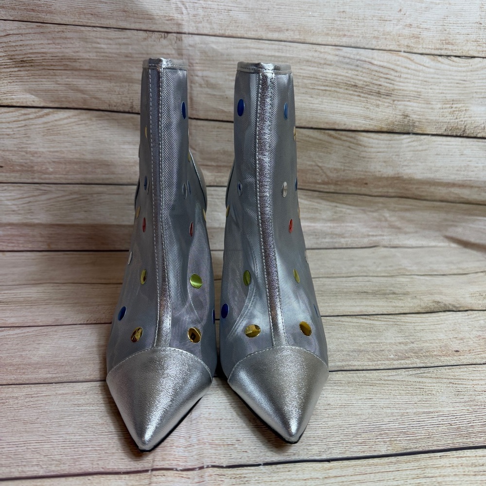 Katy Perry "The Jeffree" Mesh Cap-Toe Ankle Boots. Silver. 9.5 - Picture 2 of 8